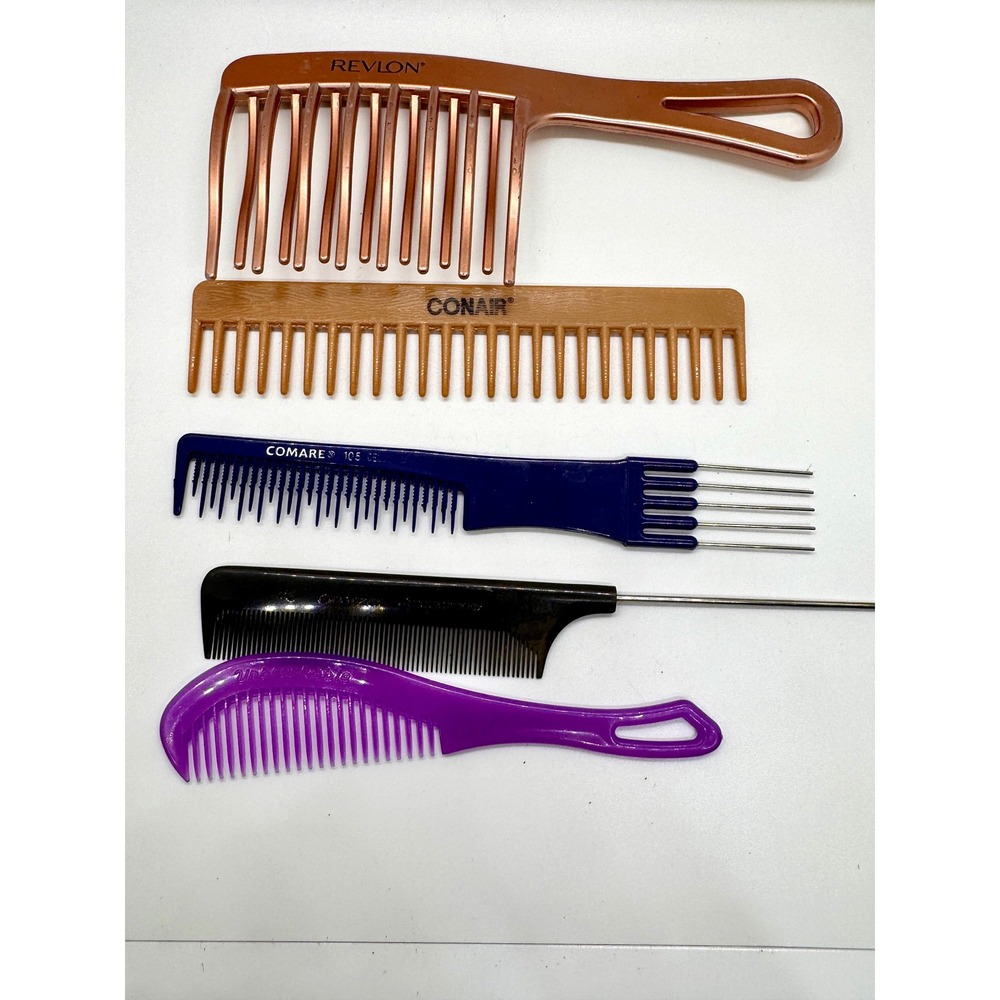 Revlon Conair Comare Champion Hair Comb Set 5pc Detangling Rat Tail Lift Picks
